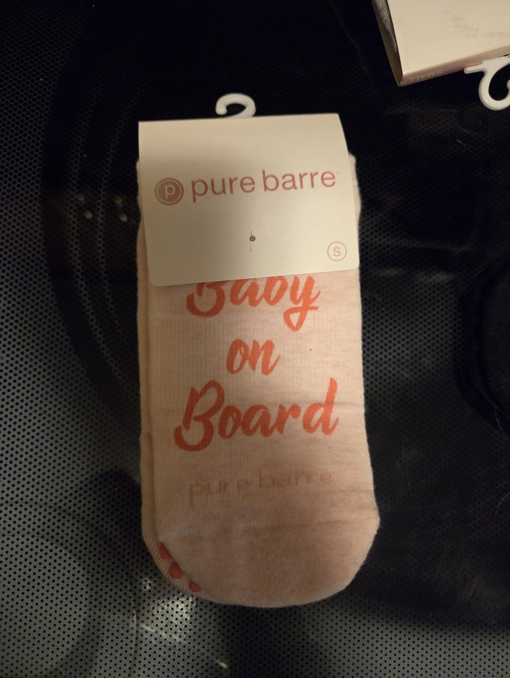 NWT Pure Barre 'Baby on Board' Pink Ankle Socks
